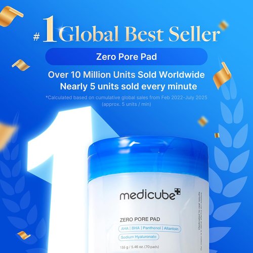 Medicube Toner Pads Zero Pore Pad 2.0 - Dual-Textured Exfoliating Facial Pads with 4.5% AHA & 0.45% BHA | 70 Pads