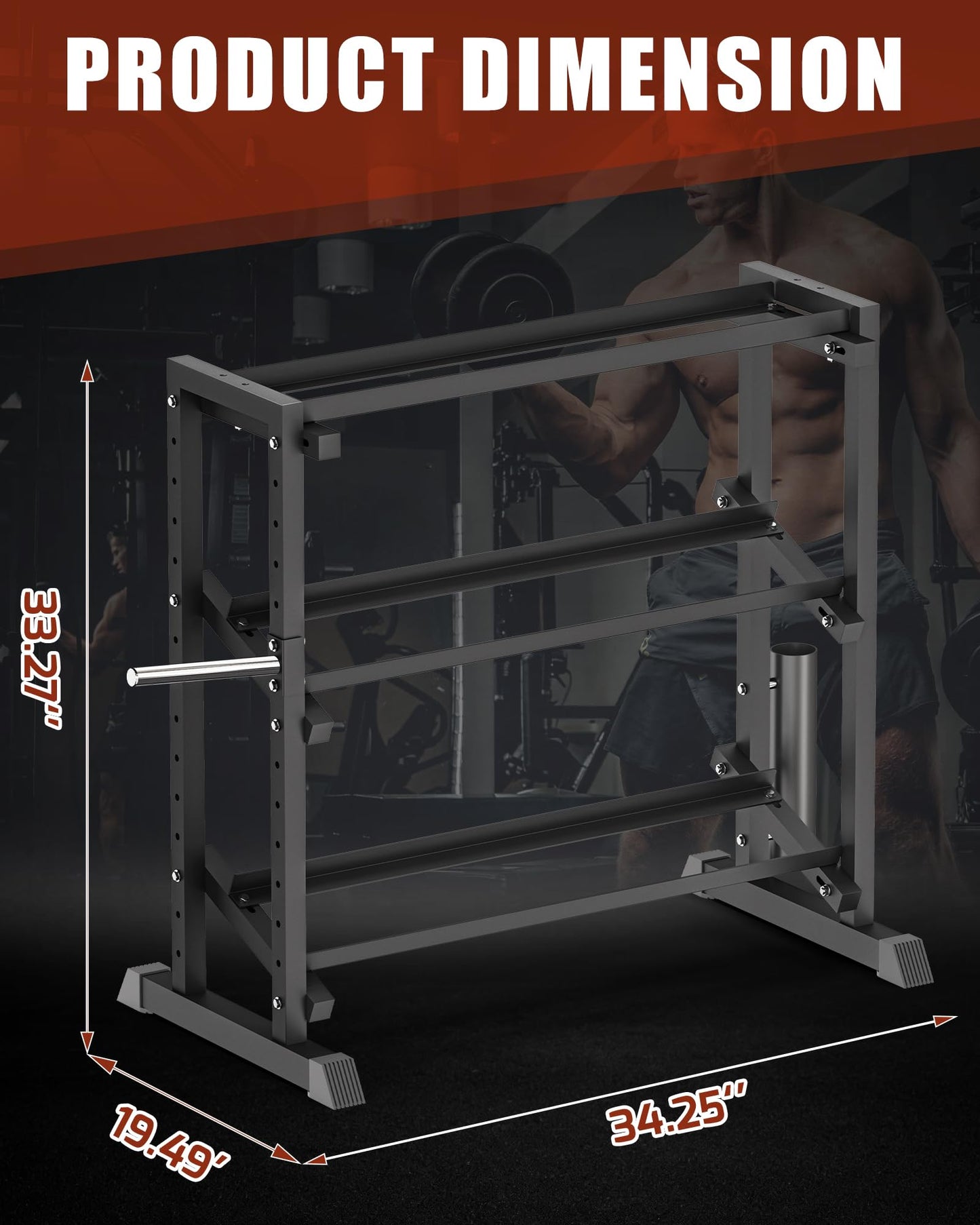 Adjustable Dumbbell Rack with Barbell & Weight Plate Holder, Supports Up to 1300LBS, Heavy Duty Multi-Function Home Gym Organizer, Floor-Friendly