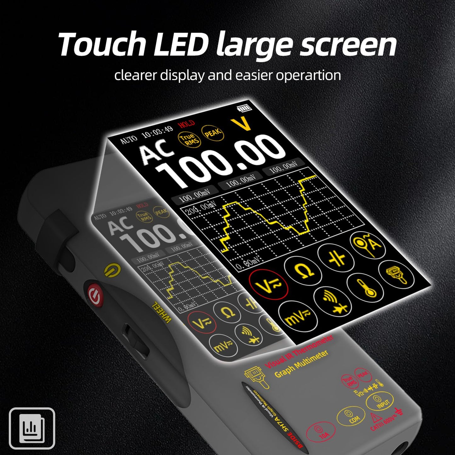 BSIDE SH7A Thermal Imager Multimeter 2 in 1, 320×320 IR Resolution with 20000 Words Multimeter 3.98'' Touchscreen 25Hz Infrared Thermal Camera 15 Thermal Palettes TRMS Auto-Ranging Tester