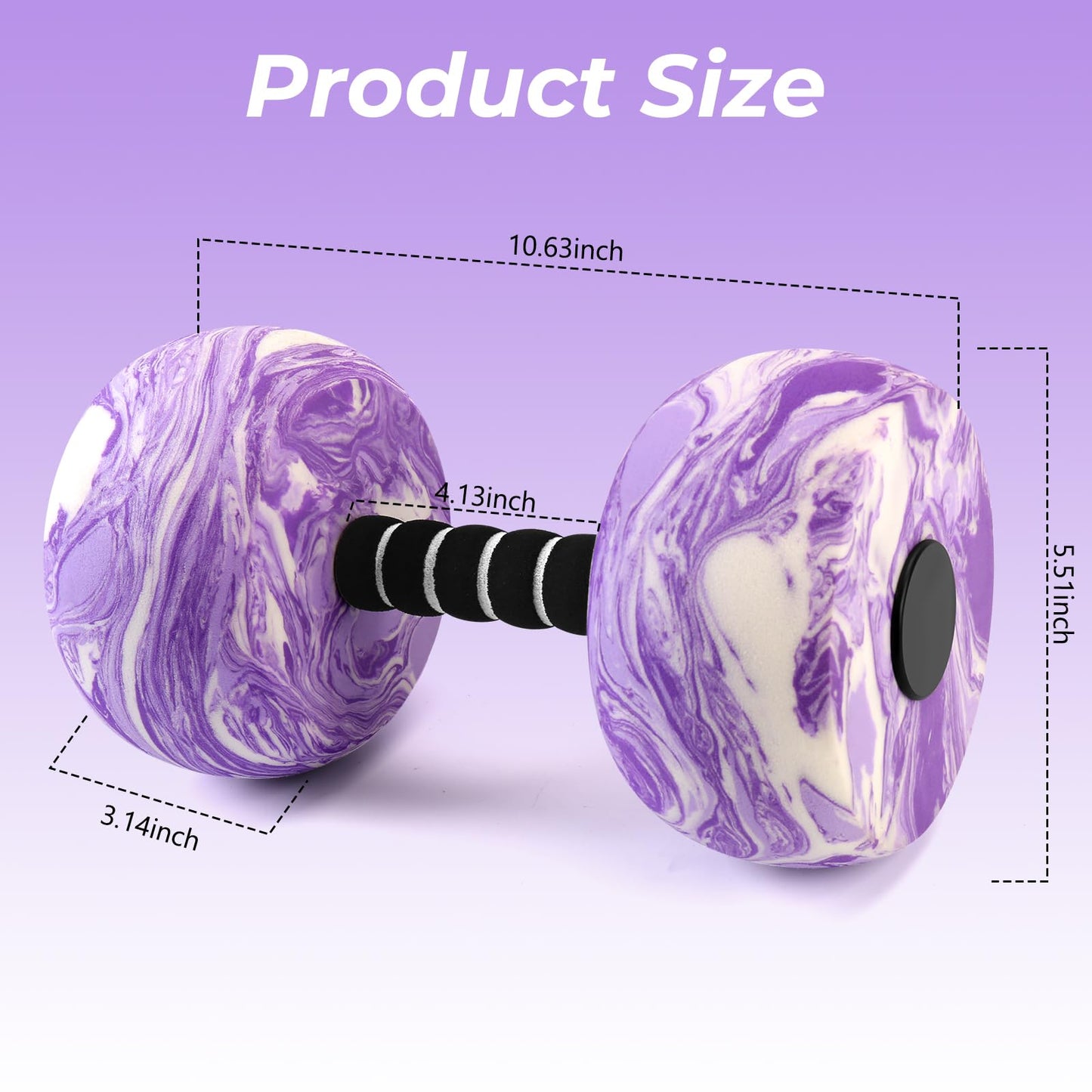 Aquatic Exercise Dumbbells, 2PCS Water Weights for Pool Exercise, Water Aerobics Equipment High-Density EVA-Foam Pool Weights Dumbbells for Weight Loss, Pool Fitness, Water Exercise (Purple)