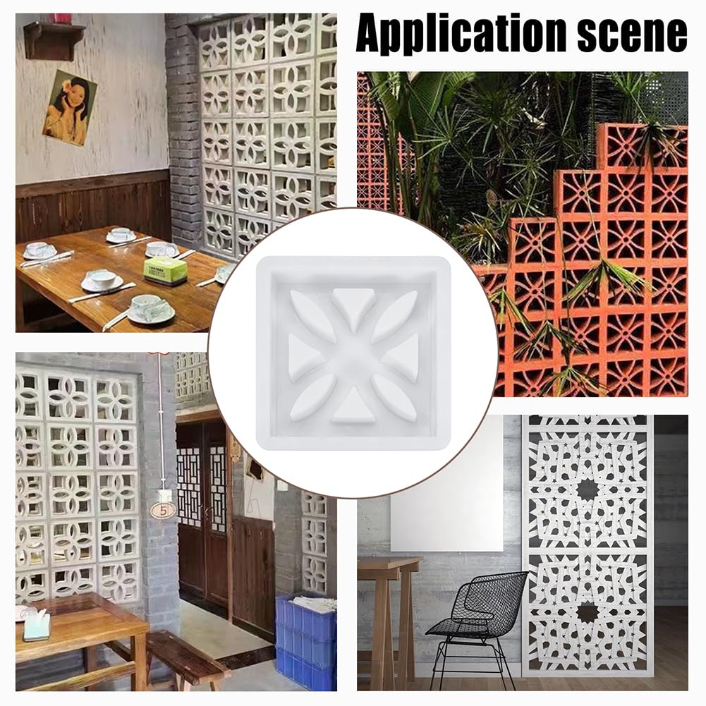 INTERWARM 1Pcs Concrete Wall Block Mold, Concrete Molds and Forms for Wall Double Square Cement Furniture Hollow Brick Mold for Architecture Landscape Beautification Road Engineering, White