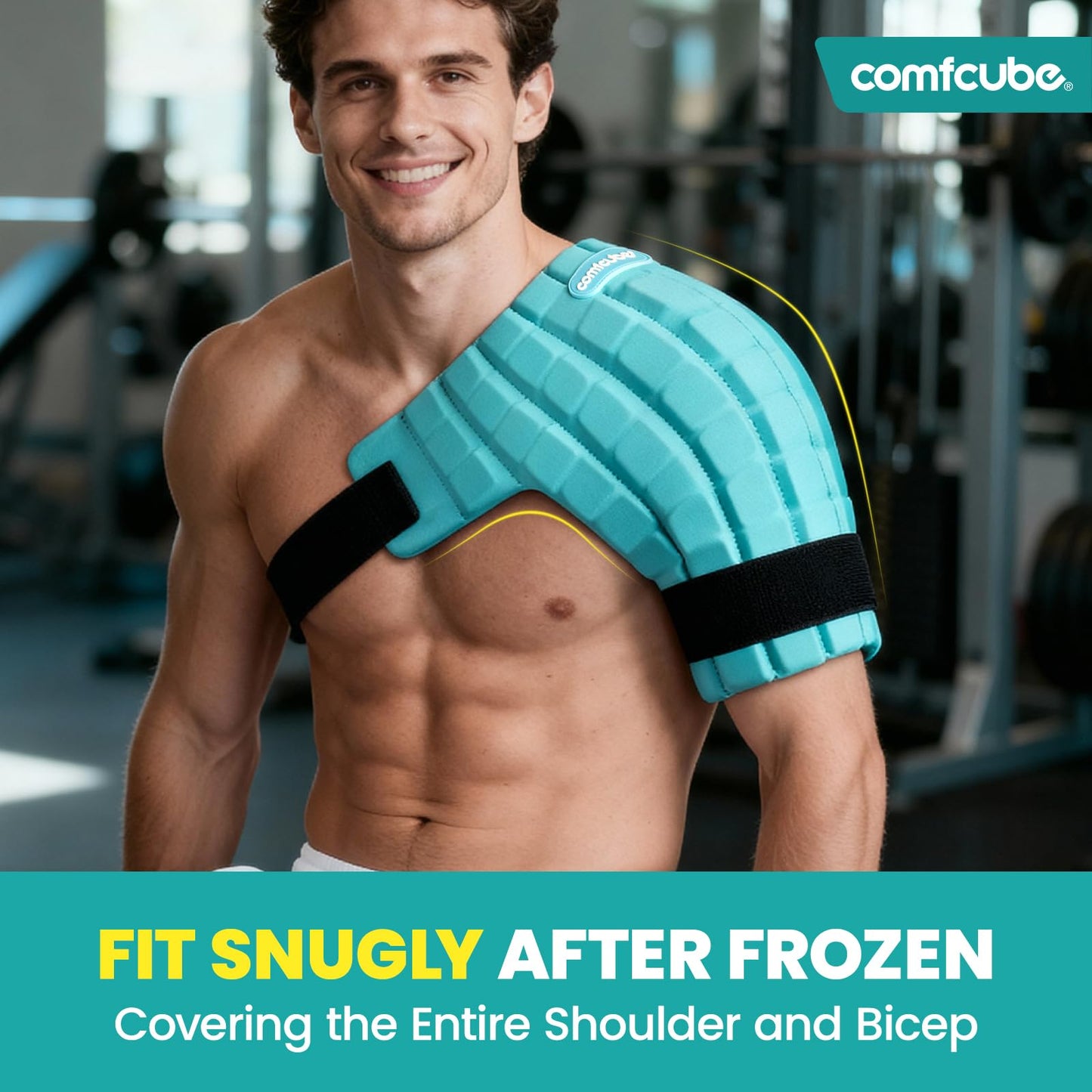Comfcube Shoulder Ice Pack Wrap, 2 Hours Long Lasting Rotator Cuff Cold Therapy Flexible Shoulder Ice Pack for Injuries Reusable, FSA Eligible, Cold Pack for Tendinitis, Surgery, Swelling