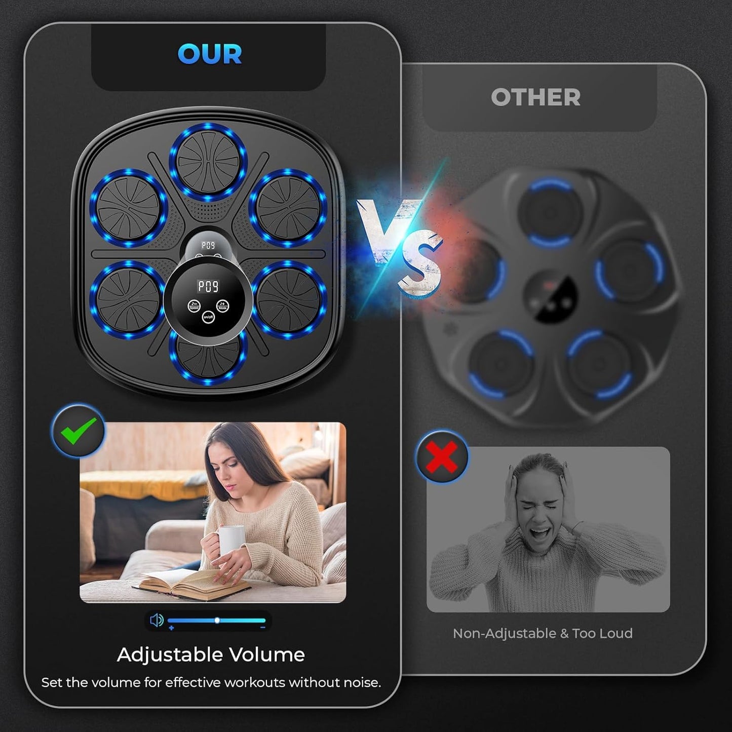 heetipuk Music Boxing Machine for Adults and Kids, Smart Bluetooth Boxing Machine Wall Mounted Music, Adjustable Hitting Sound Volume, Durable PU Material, Fitness/Lose Weight in Home