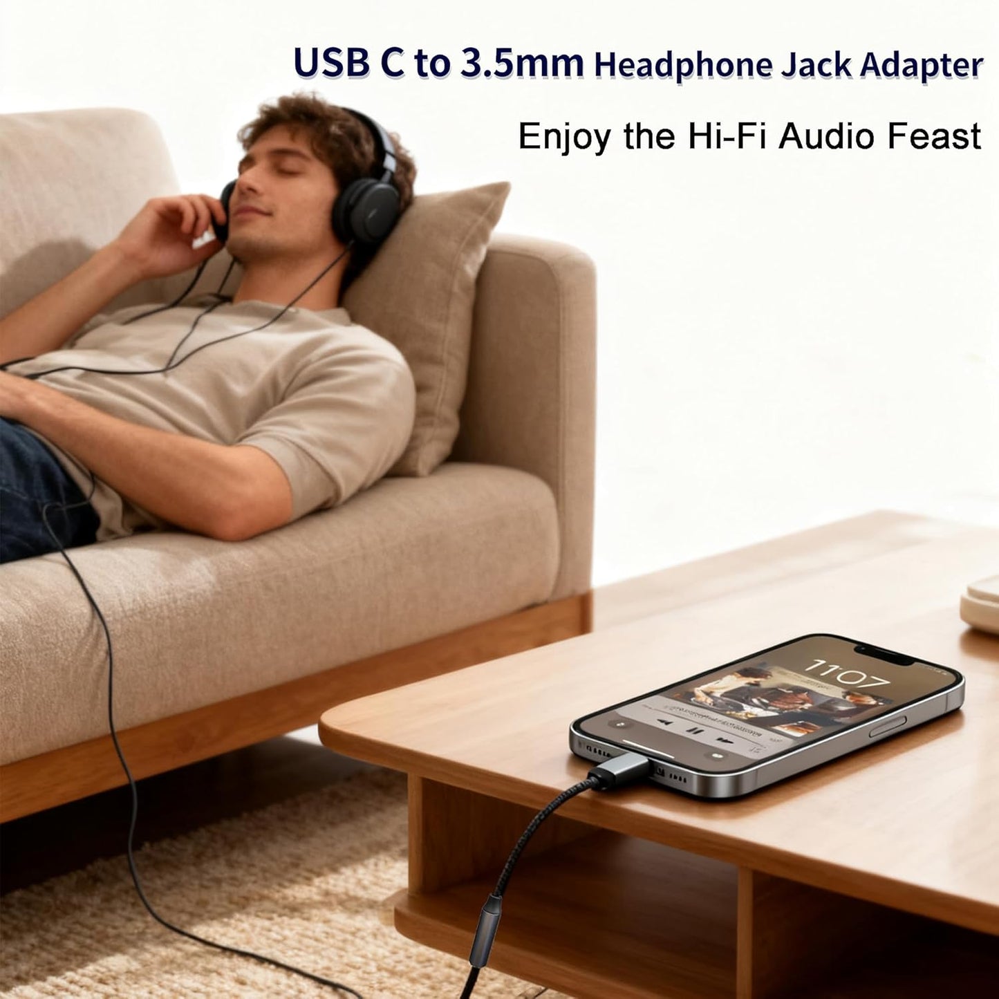 RIAYVIL 3.5mm USB-C to Headphone Jack Adapter,Type-C to Aux Audio Female Adapter