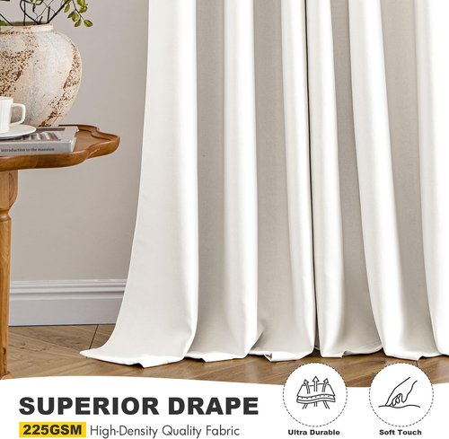 MIULEE Ivory Blackout Curtains - Thermal Insulated Room Darkening Drapes | 63-Inch Grommet Panels