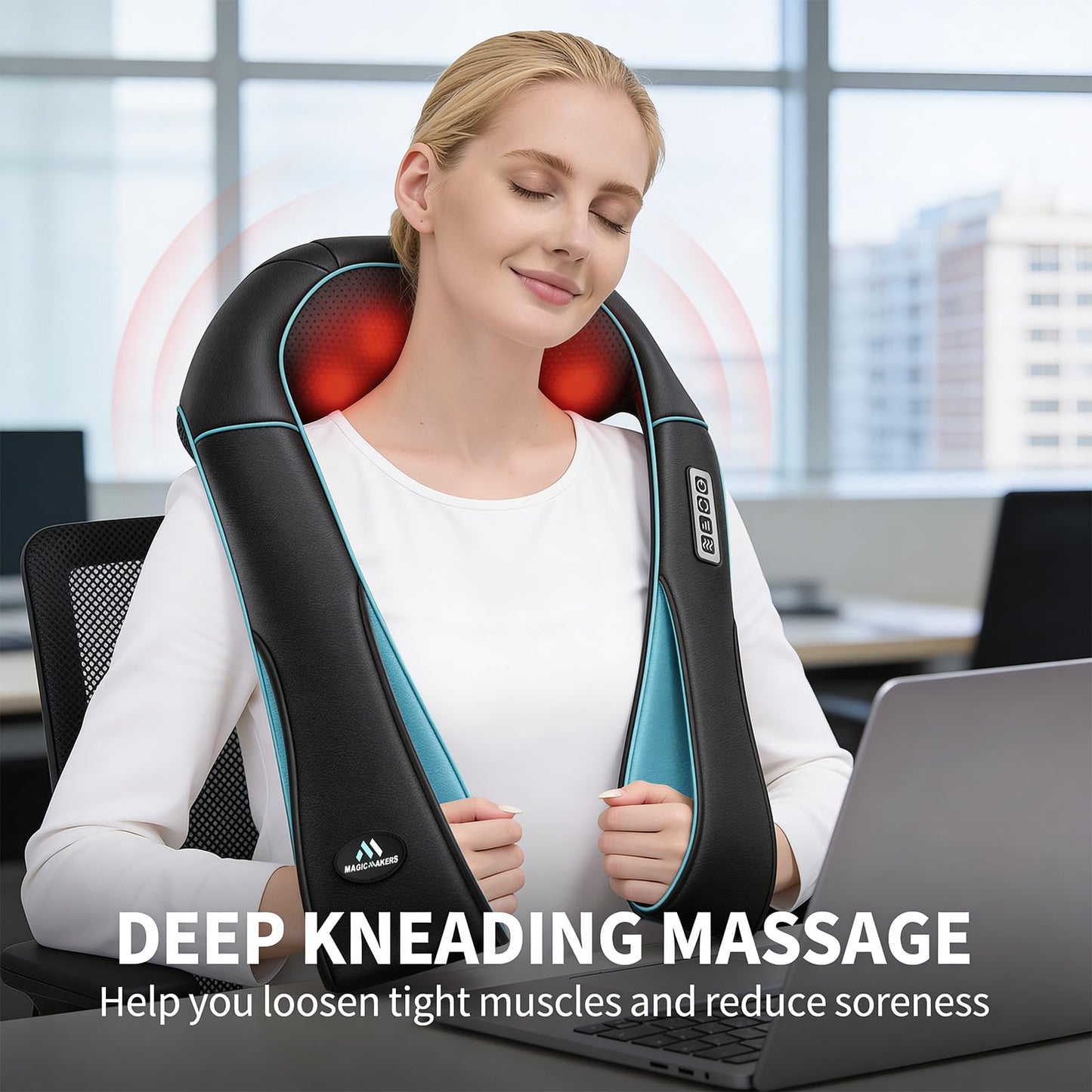 MagicMakers Fathers Day Dad Gifts, Shiatsu Neck Massager with Heat for Pain Relief Deep Tissue – Christmas Gift for Women, Men, Mom, Dad, Her, Him– Amazing Back & Shoulder Relief from Daughter or Son