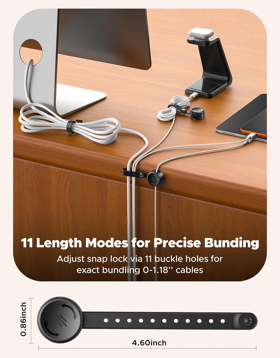 EOIWUY 8 Pack [2 1], 1s Cord Organizer Clips with Silicone Cable Ties in Magnetic Cable Organizer [Smooth Adjustable