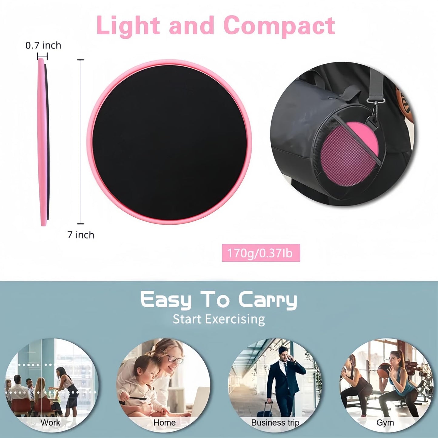 MBKHFLL Core Sliding Discs - Dual Sided Workout Sliders for Carpet & Hardwood Floor - Home Ab Pads Exercise Equipment Fitness Sliders for Women and Men (pink)