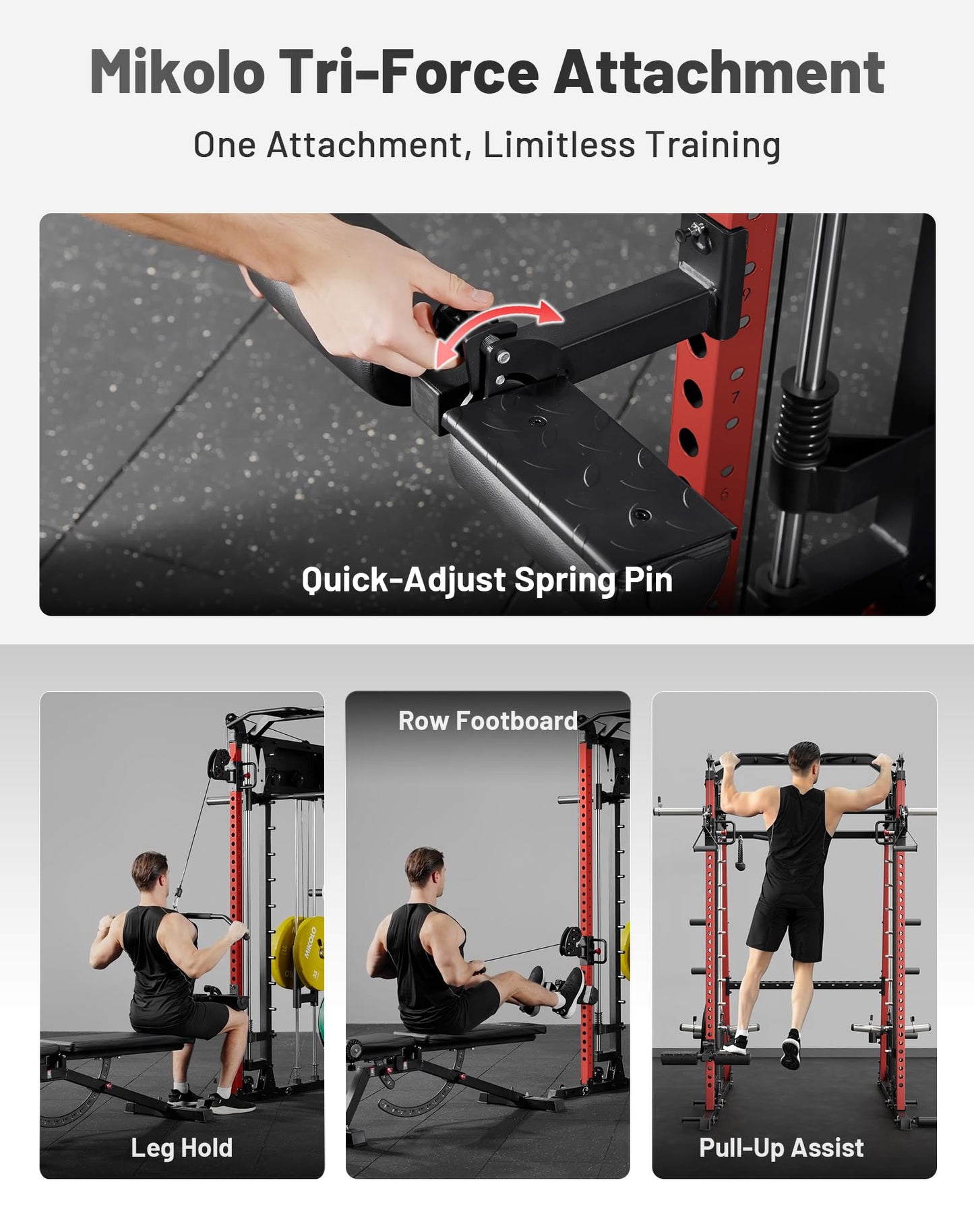 Mikolo Smith Machine, 2200lbs Squat Rack with LAT-Pull Down System & Cable Crossover Machine, Power Rack and Packages