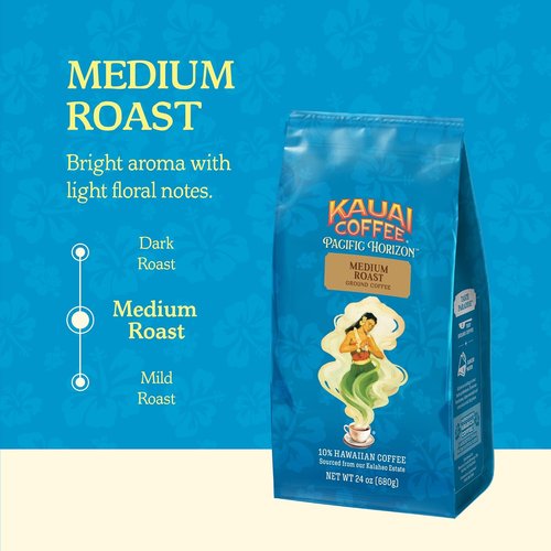 Kauai Coffee Ground Coffee - Smooth Medium Roast with Light Floral Notes - 24oz Koloa Estate Pack
