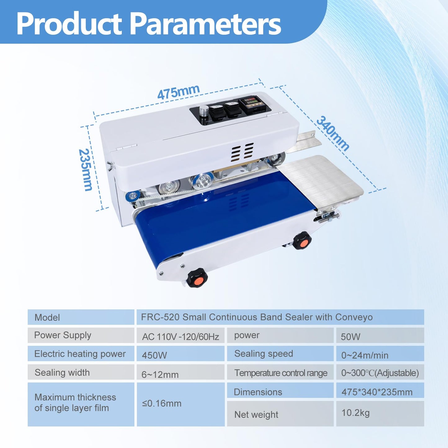 Minssine Commercial Heat Sealer Machine, Automatic Continuous Bag Band Sealing Machine with Digital Temperature Control, Adjustable Speed, Desktop Bag Sealer for Plastic Bags Films (110V/60HZ)