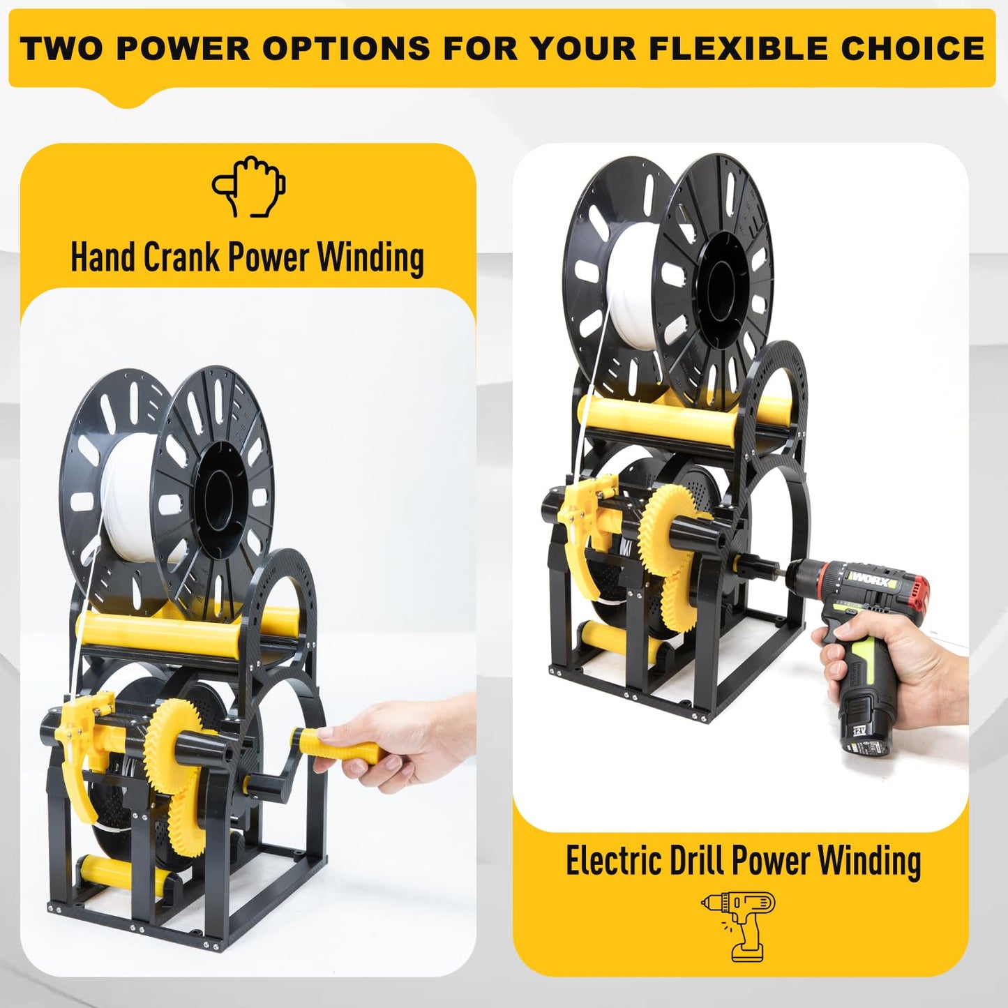 3D Industrial Filament Respooler Machine, 3D Printer Winder Machine for 20cm Spools, Wrap Neatly Without Tangling，Universal Wire/Welding Filament Spooler Winder with Smart Tension Control