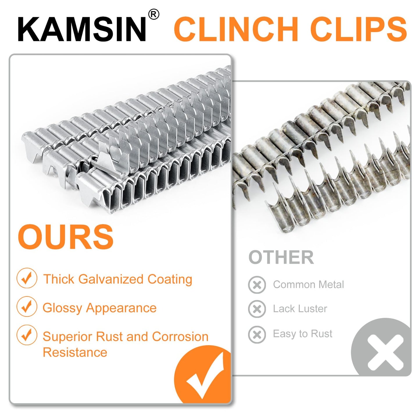 KAMSIN SM66T Pneumatic Clinching Clipper with 1120 PCS Galvanized CL-72 Clinch Clips for Spring Mattress, Car Seat