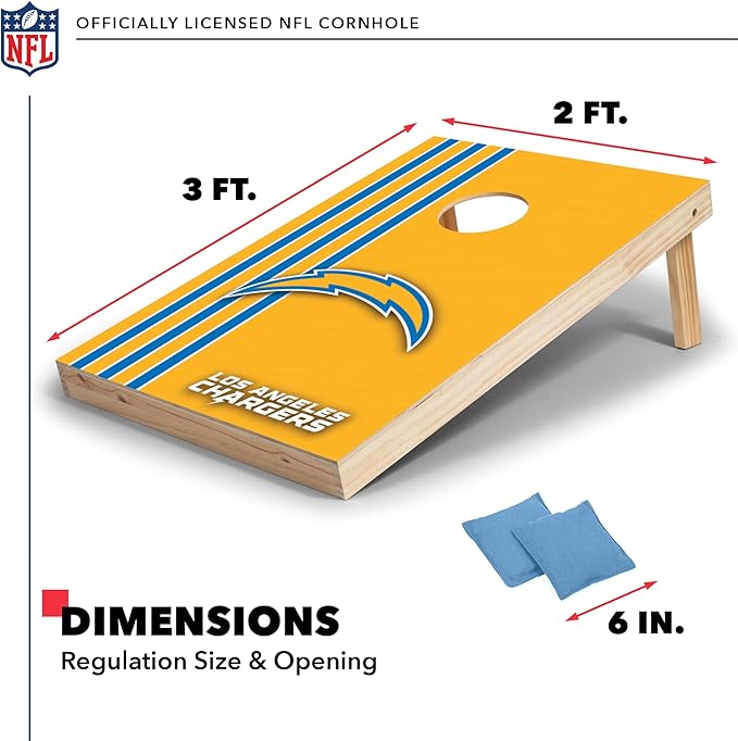 NFL 2' x 3' Solid Wood Cornhole Set with Direct Print HD Team Graphics – Great Gift for Any Football Fan! Bean Bag Toss Family Outdoor Games