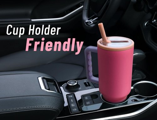 DLOCCOLD 40 oz Insulated Tumbler - Leak Resistant Water Bottle with Handle & Flip Straw | Car Cup Holder Friendly
