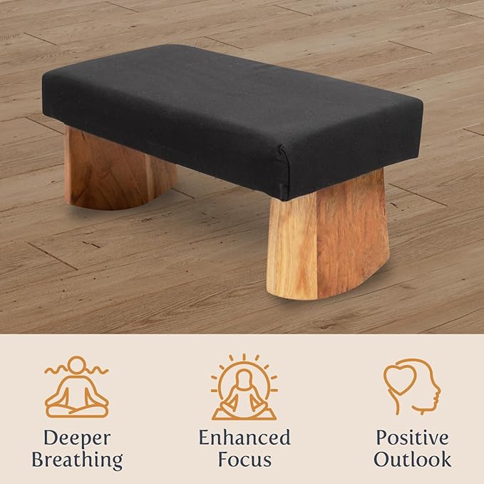 Meditation Bench (Burgundy), Seiza, Sustainable Acacia Wood with Curved Bottom Edges for The Perfect Posture, Meditation Stool, Prayer Bench, Meditation Chair, Yoga Stool