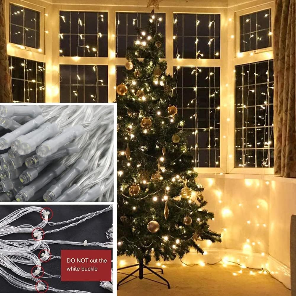 Solhice LED Curtain Lights - 800 Warm White Twinkle Lights for Outdoor & Indoor Décor | 40ft x 10ft