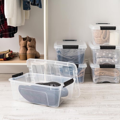 IRIS USA 13 QT Plastic Storage Box - BPA-Free, Durable, Nestable & Stackable Containers - Clear, 6 Pack