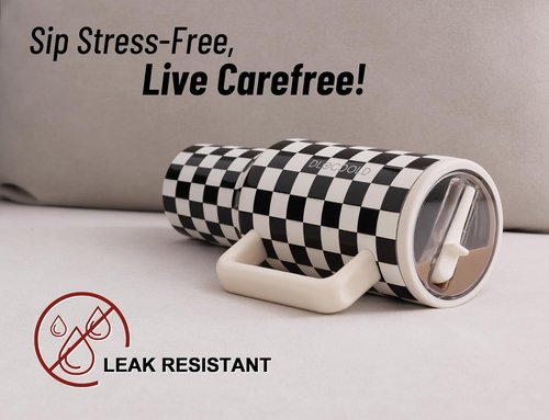 DLOCCOLD 40 oz Insulated Tumbler - Leak Resistant Water Bottle with Handle & Flip Straw | Car Cup Holder Friendly