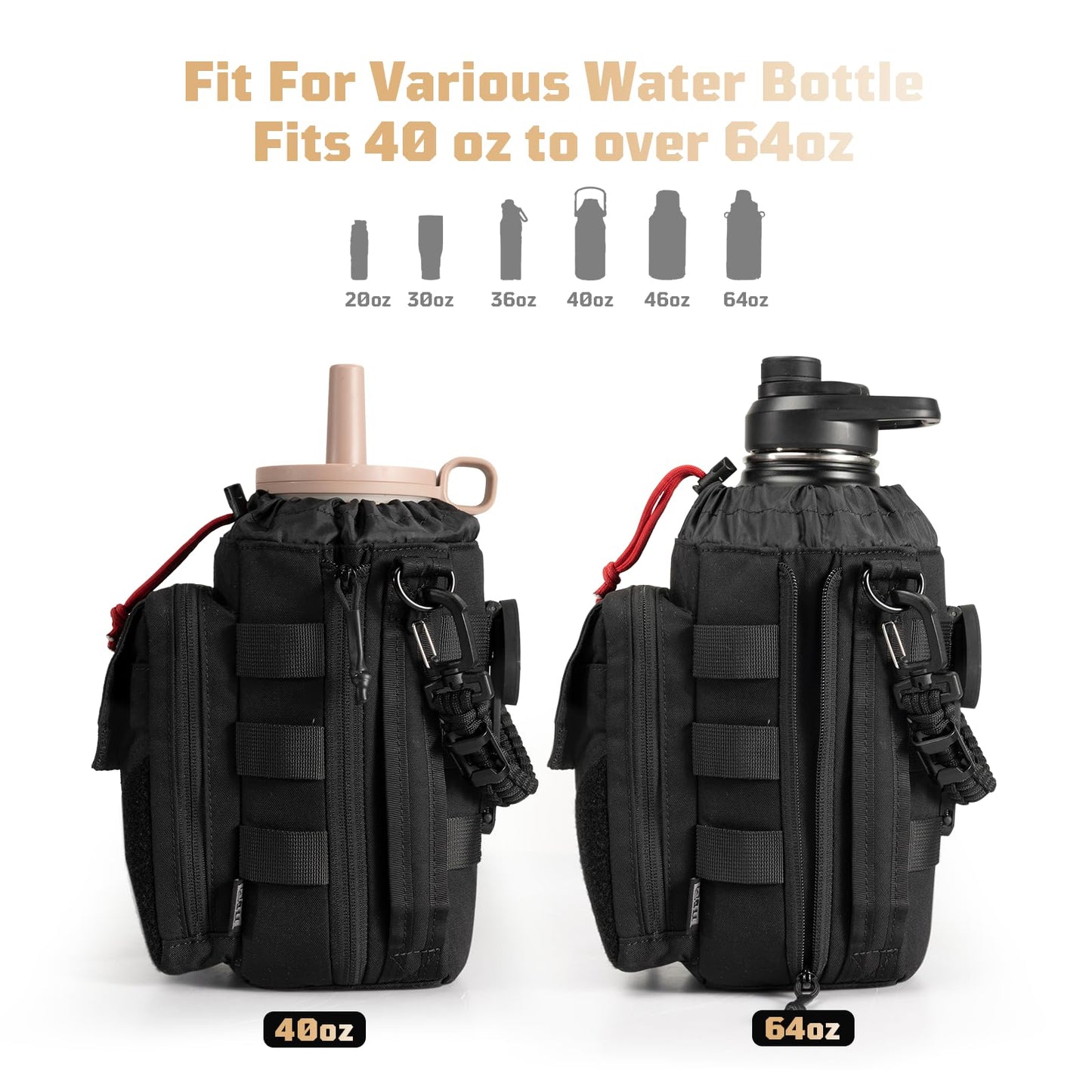 Magnetic Gym Bag for Men,Magnetic Gym Water Bottle Bag with Phone Pockets&40 64oz Multiple Size, Water Bottle Holder with Adjustable Shoulder, Ideal for Fitness,Sports,Travel