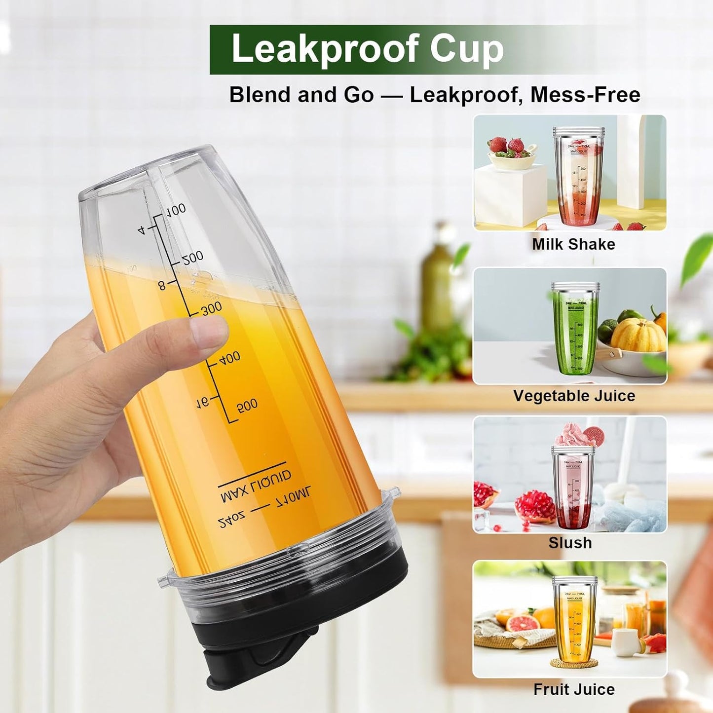Ninja Blender Cups - 24oz Replacement Cups with To-Go Lids | Compatible with BN401, BL450, BL456 & More (3 Pack)