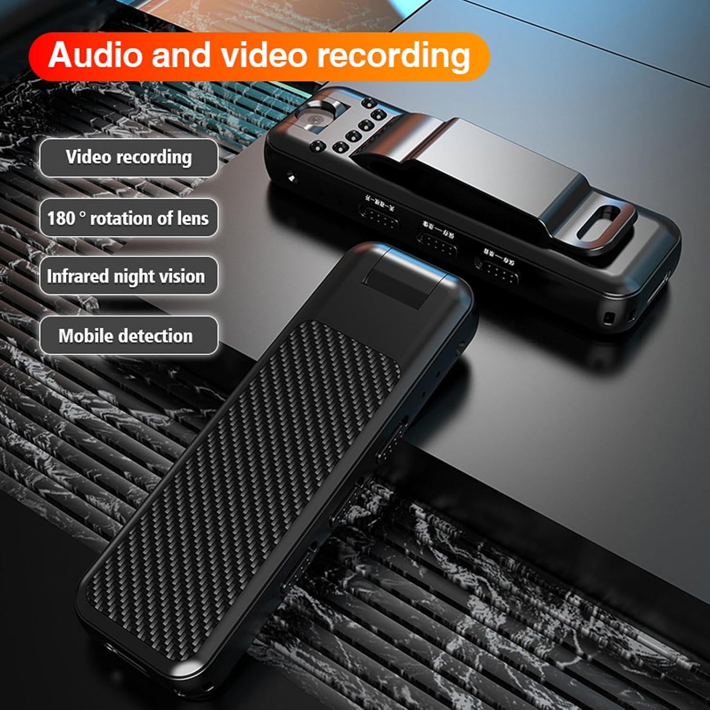 Serounder Portable Video Recorder, Infrared Night Vision with Motion Detection and Back Clip for Business Meetings