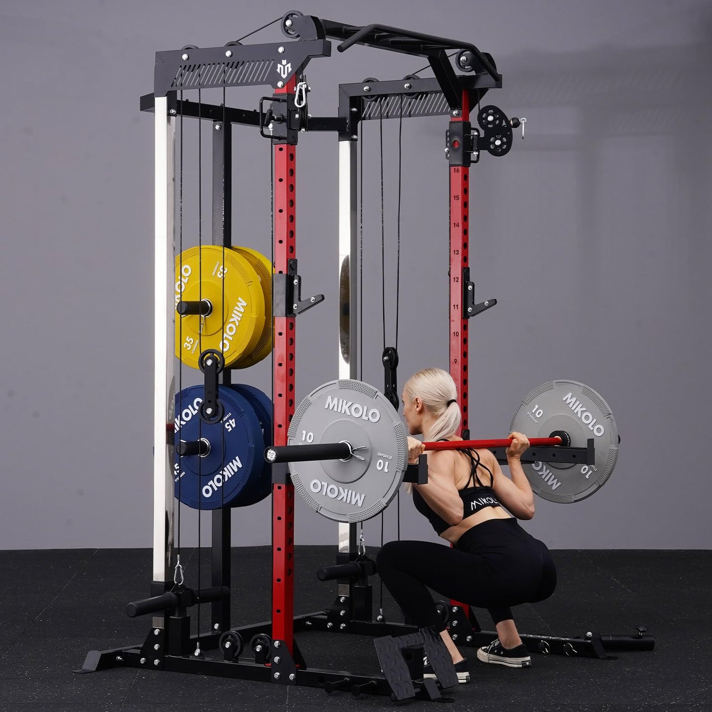 Mikolo Olympic Bumper Plates & Barbell Plates 2-Inch Weight Plate Set - Steel Insert, Low-Bounce & Quiet for Home Gym Strength Training (10+25+35 Set)