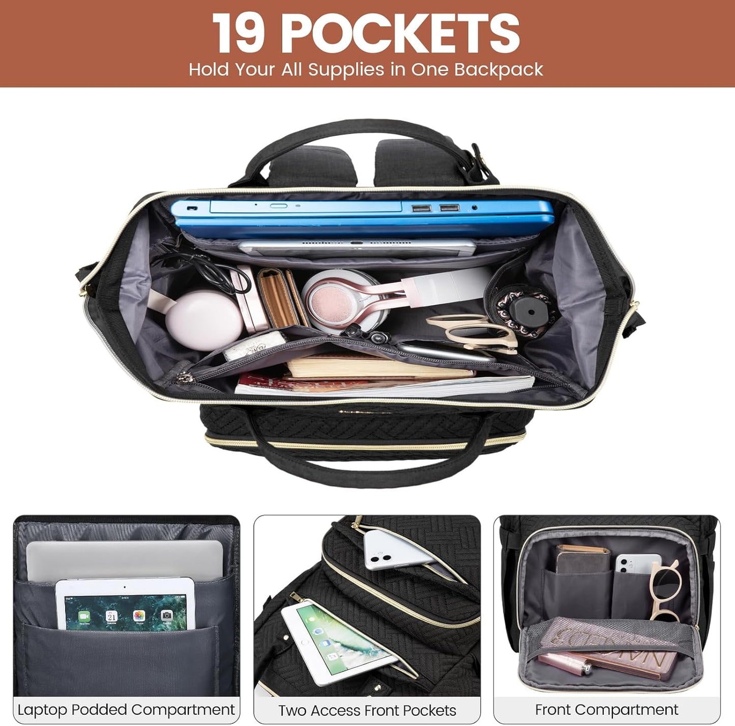 Backpack Women,15.6 Inch Backpack Backpack,Waterproof Pack LOVEVOOK Laptop for Professional Womens Travel Purse
