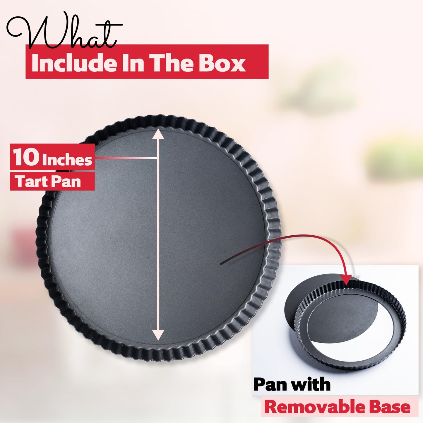 FIDZ PAN Tart Pan 10 Inch Removable Bottom- Carbon Steel Quiche Pan, Rust & Temperature Resistant Quiche Baking dish 550-600 °F- Non-Stick, Sturdy & Dishwasher Safe- Perfect for Baking Tarts (10 Inch)