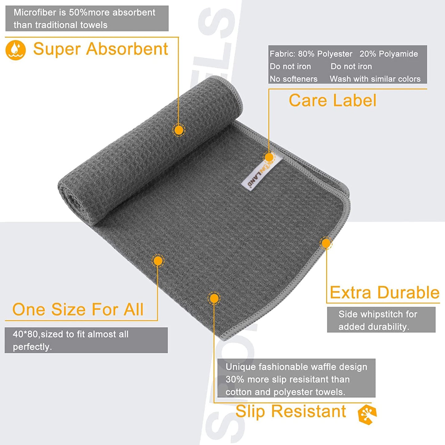 SUNLAND Microfiber Gym Towels Sports Workout Towel Fast Drying Fitness Sweat Towels for Men & Women Lightweight Multi-Purpose Hot Yoga Towel 3 Pack 16Inch x 32Inch