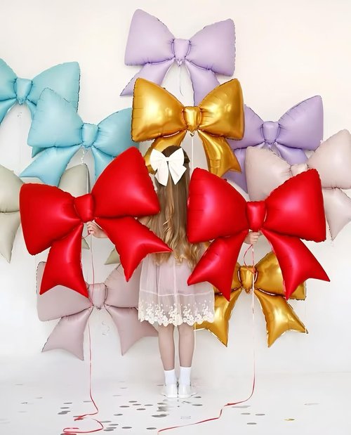 4Pcs Giant Pink Bow Balloons - 38 Inch Coquette Birthday Party Supplies | Bridal Engagement & Valentine's Day Decor