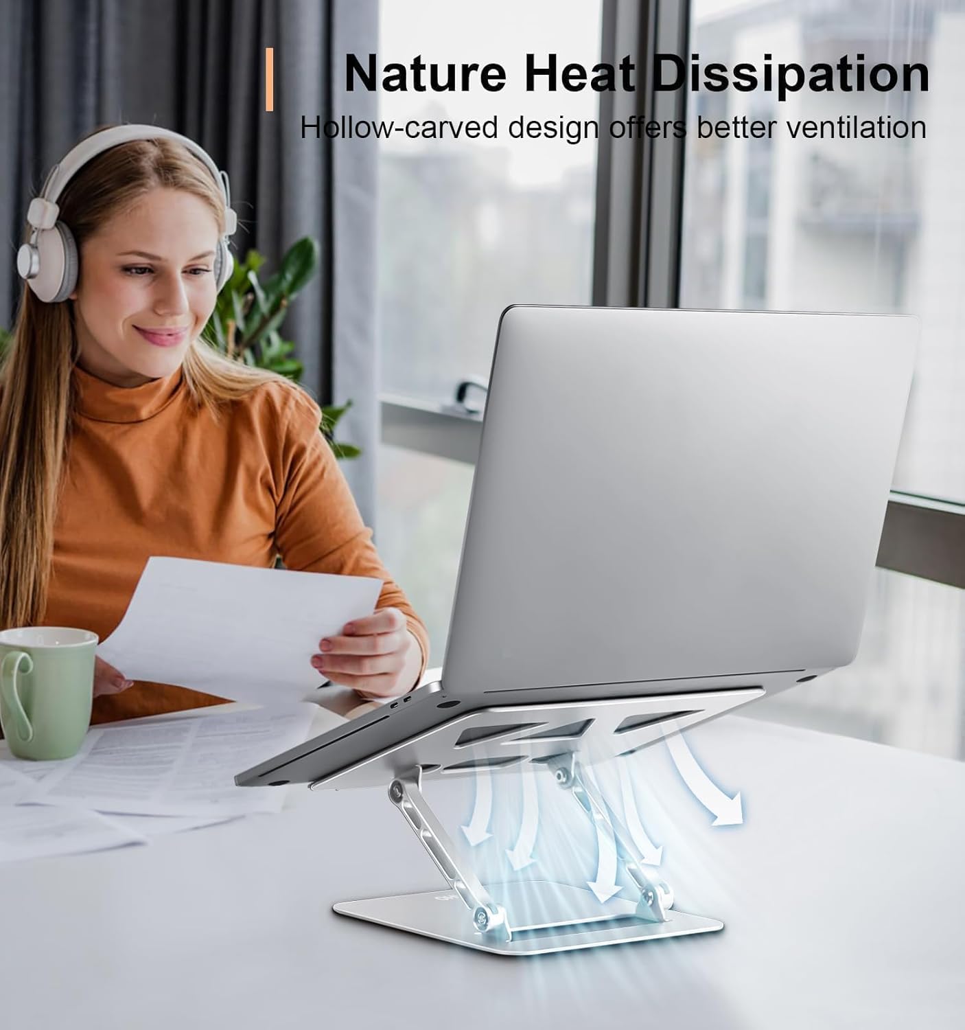 Aoviho 10-15.6 inch, Adjustable Laptop Stand for Desk,Portable Laptop Stand Holder and Riser,Foldable Aluminum Notebook