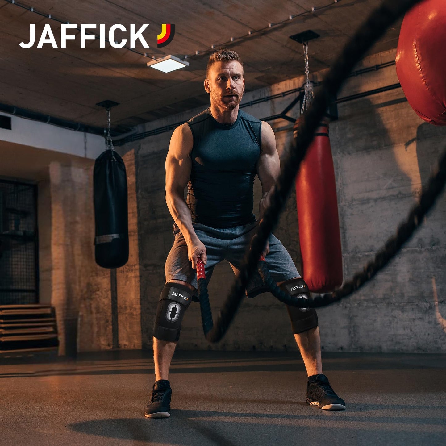 Jaffick Knee Sleeves (1 Pair),Double Layer Compression Knee Braces for Suitable for Squats, Weightlifting, Powerlifting, Gym Exercises, Unique Pressure Belt Design，7MM Neoprene Sleeves