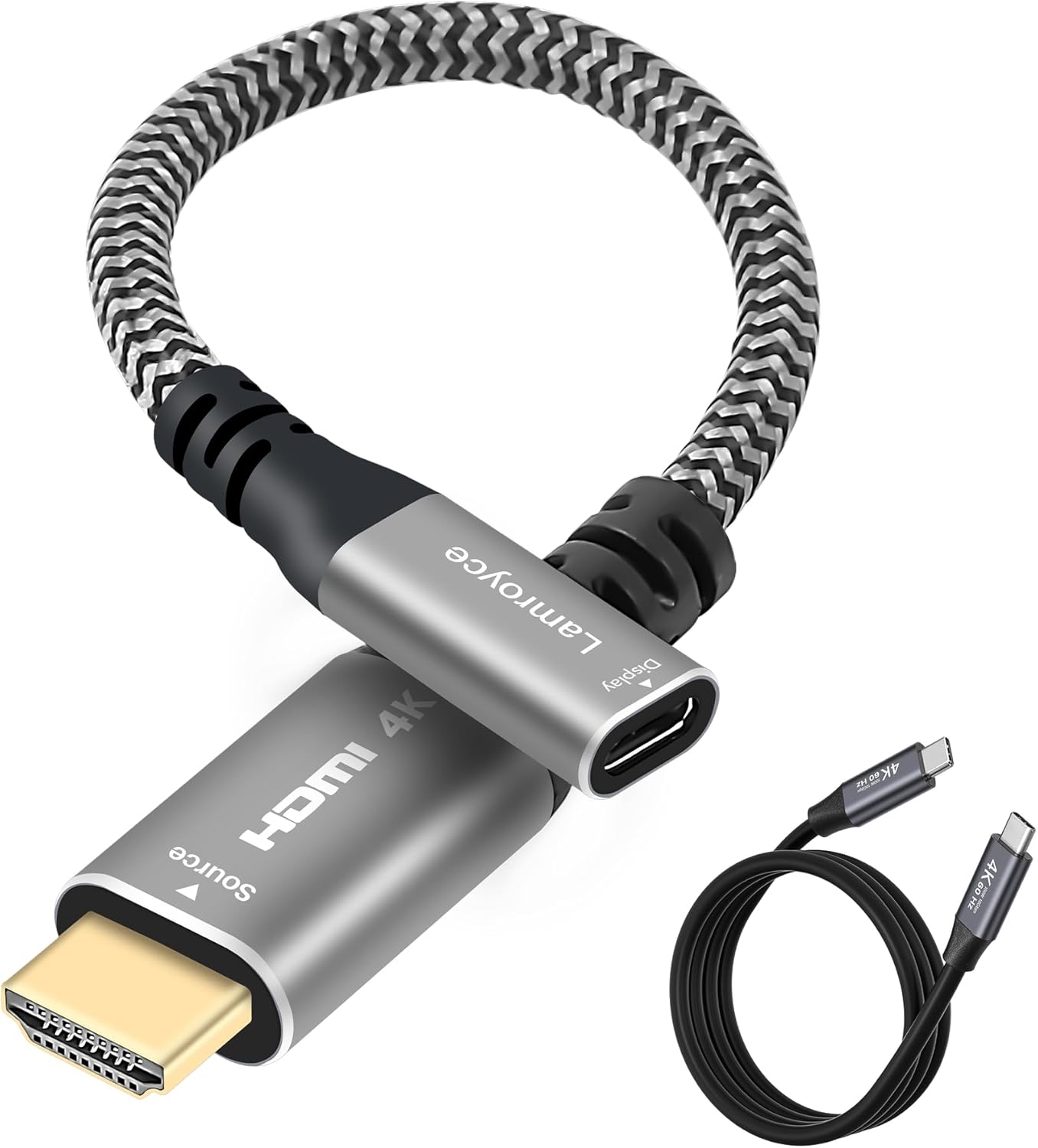 Lamroyce 3.1 1 4Feet, 4K@60Hz,PD 100W HDMI to USB-C Cable Adapter with USB Video Cable, Uni-Directional HDMI Male