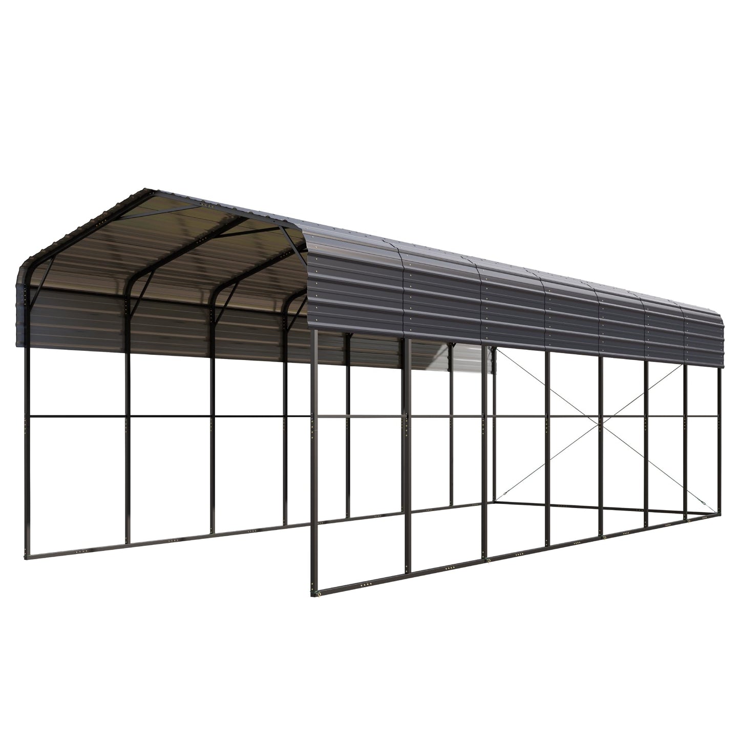 GREEN PARTY 14 x 35 x 13 ft Metal RV Carport Kits with Galvanized Steel Roof, Heavy Duty 2 Car Outdoor Car-Shed Canopy, Car Tent Metal Garage Shelter for RV, SUV, Truck, Tractors and Boats, Gray