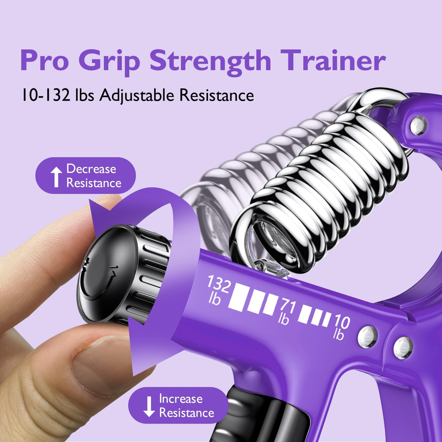 FitBeast Grip Strengthener Forearm Strengthener, Adjustable Hand Grip for Strength Training & Rehabilitation, 10-132 lbs Resistance, Ideal for Athletes and Physical Therapy (1 Piece Purple)