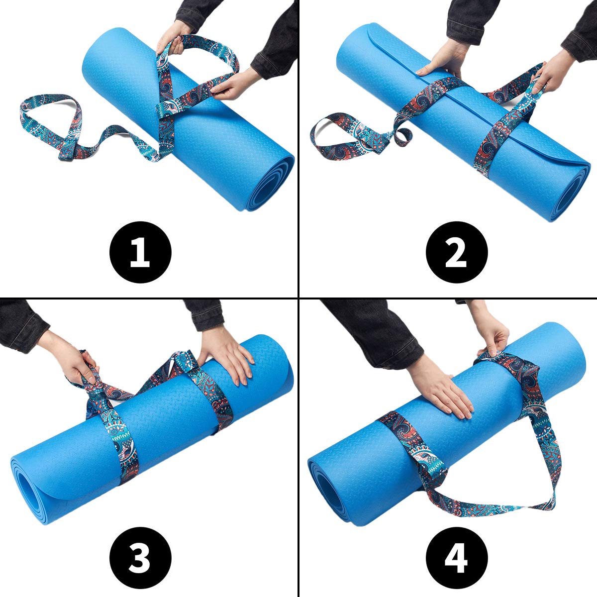 ZOOEASS Yoga Mat Strap, Adjustable Durable Yoga Mat Carrier & Stretching Strap, 5.9feet, Multiple Color Choices(Color33)