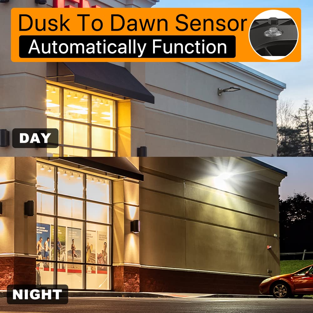 DEMILARE 150W Parking Lot Lights Quick Installation, 22500LM Adjustable Arm Mount Shoebox Light IP65 Waterproof, 100-277V AC Dusk to Dawn Commercial Street Area Light for Roadways, Parking lot, 3Packs