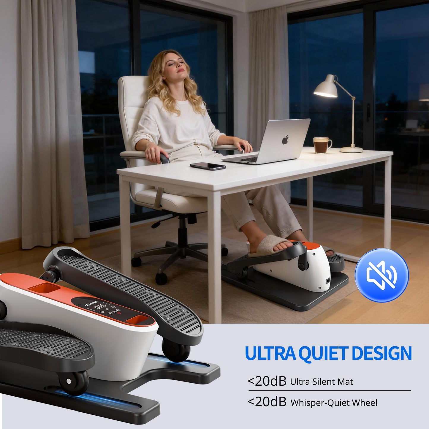 Under Desk Elliptical Machine, Mini Ellipse Leg Exerciser as Seen on TV, Portable Quiet Electric Seated Pedal Exerciser While Sitting for Seniors, 12 Speeds, Manual & Auto Mode for Home & Office