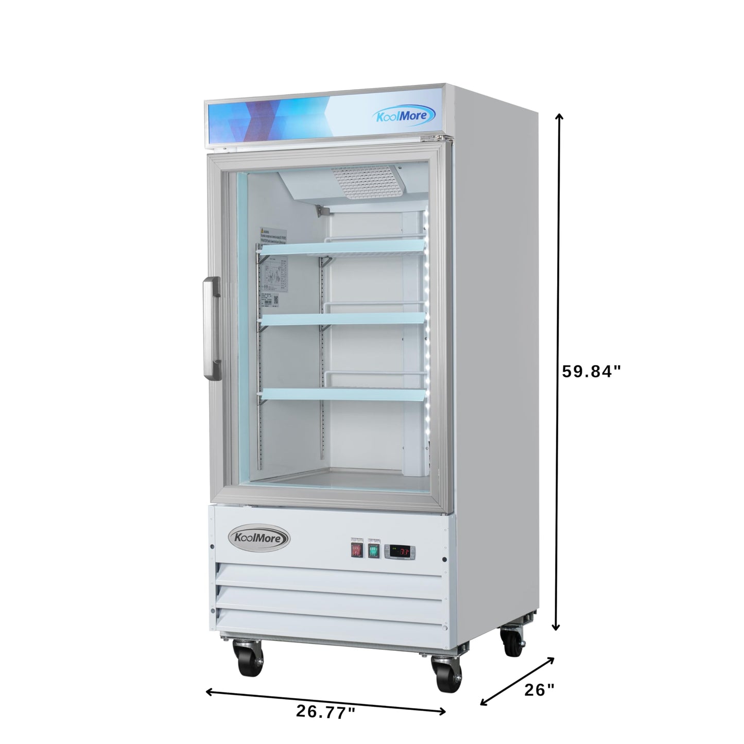 KoolMore 26 in. Commercial One Glass Door Display Upright Freezer Merchandiser in White 9 Cu. Ft. (MDF-1GD-9C-WH)