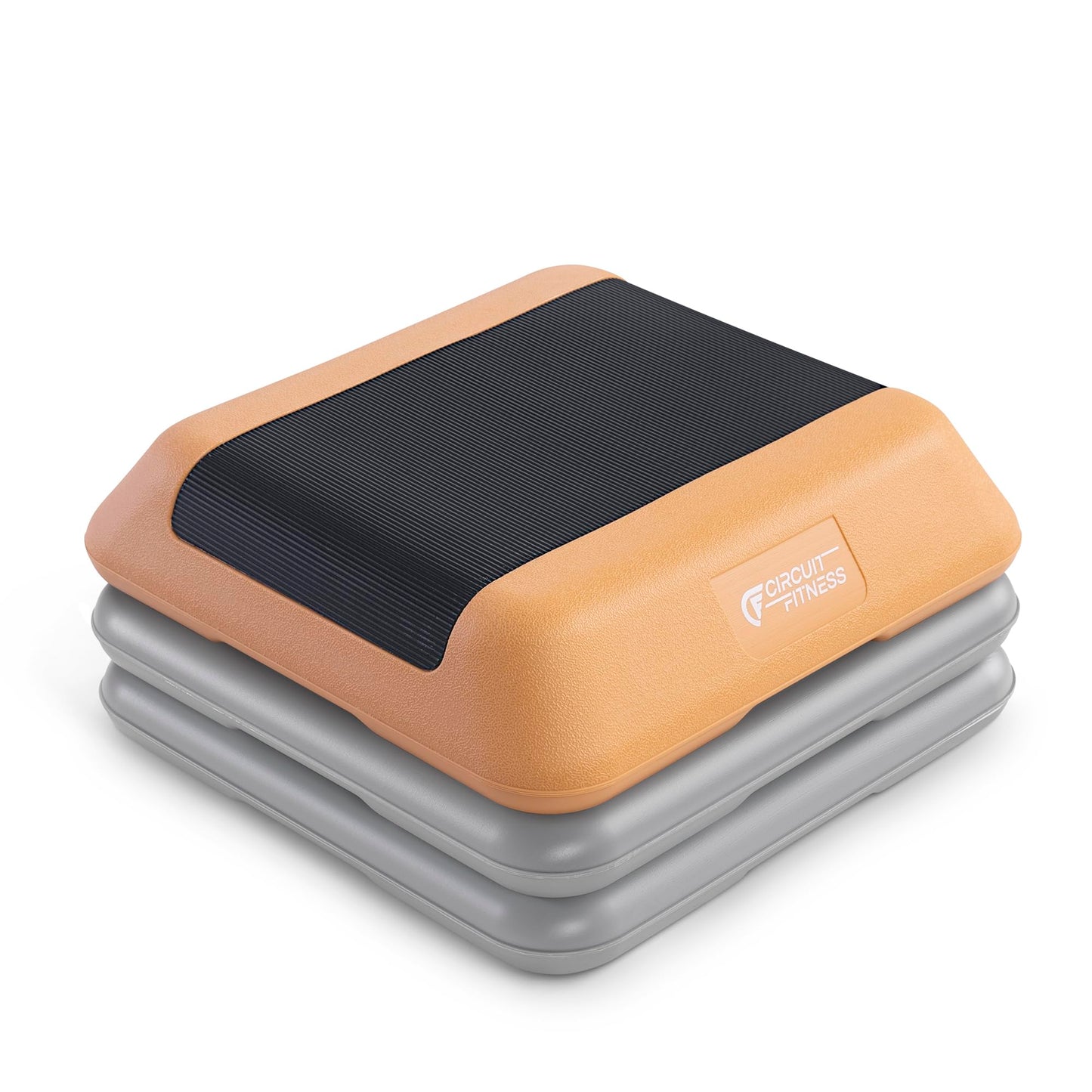 Circuit Fitness by Marcy 16 x 16 inches Adjustable Height Aerobic Step Platform with 2 Risers, Non-Slip Rubber Surface, Home Exercise Fitness Training, Peach Fuzz, STEP-PEACH01-2R