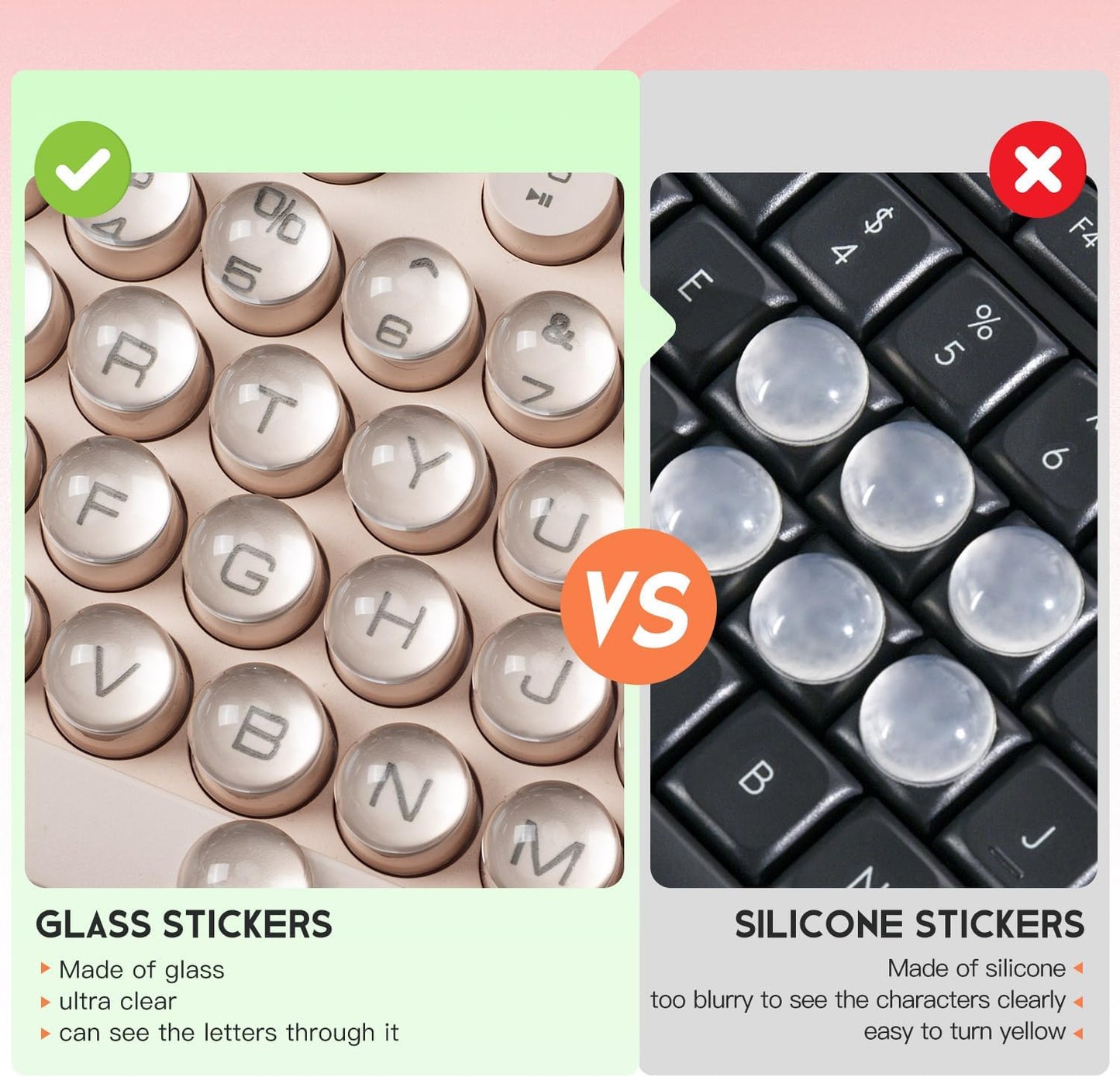 110PCS Keyboard Cover Stickers for Long Nails - Clear Glass Bubbles Long Nail Keyboard Cover, Raised Acrylic Nail Art