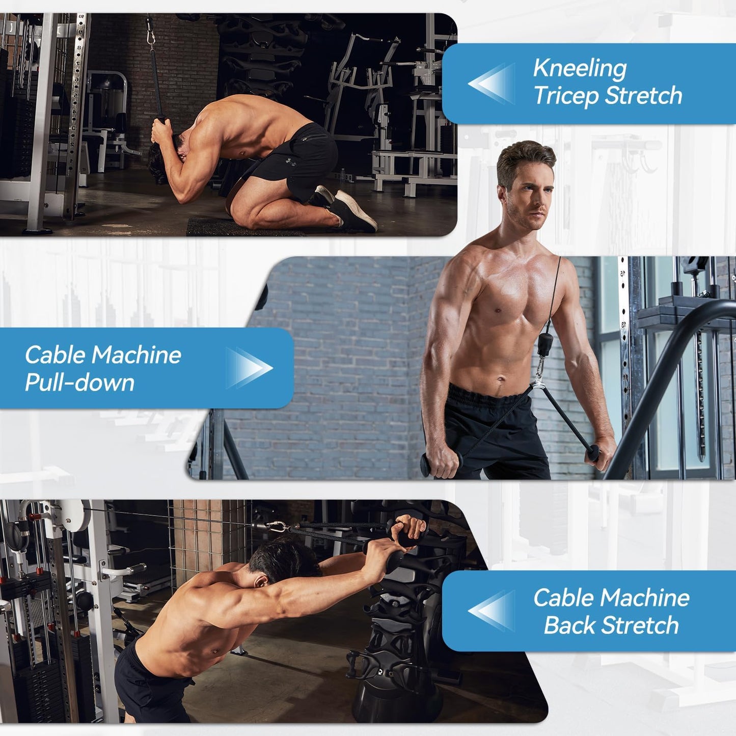 CYBEOE Tricep Rope Ergonomic Tricep Pull Down Attachment 36In - Rope Attachment for Cable Machine Pulley System Gym Home Triceps Rope Cable Attachment Workout Equipment