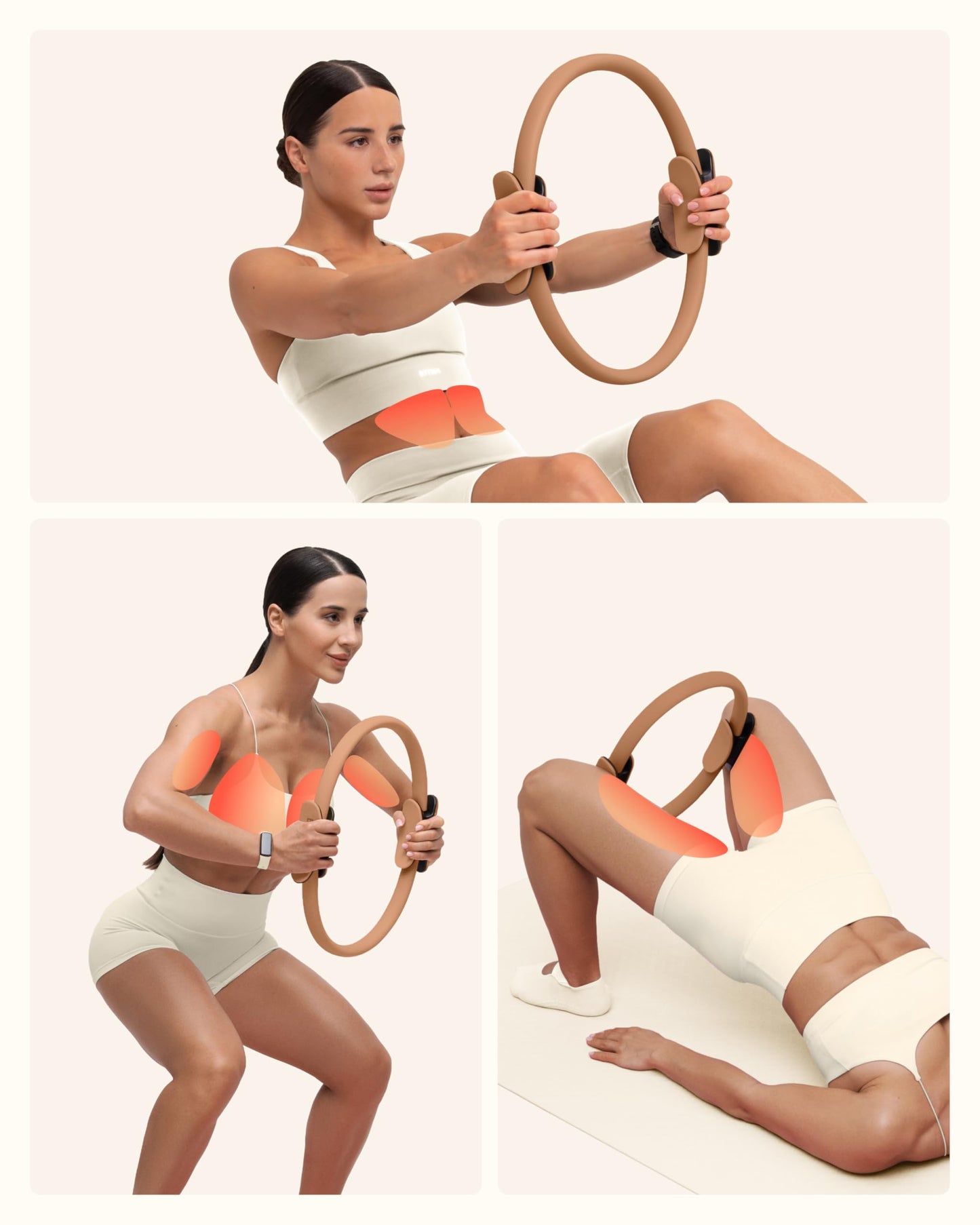 BetterMe Toning Pilates Ring – Magic Circle Pilates Ring for Strength & Flexibility – 15 Inch Fitness Ring for Home Pilates & Yoga Workouts (Mocha)