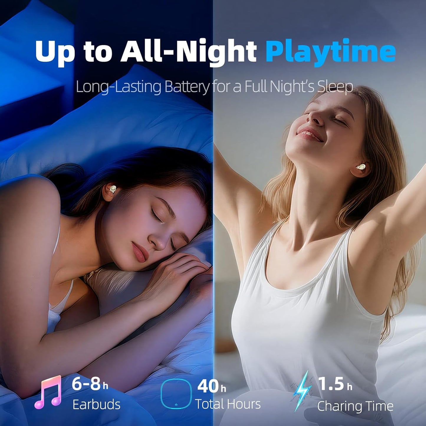 ZOVIMAX 5.4 48H Sleep Earbuds Bluetooth in Ear Buds for Sleeping, Mini Sleep Headphones for Side Sleepers with Dual