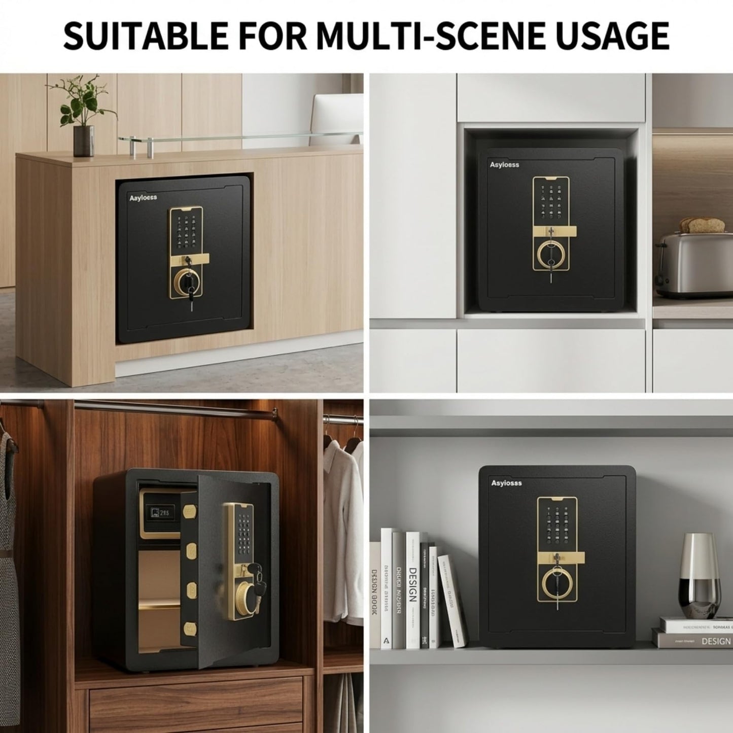 Asylosss 17.5" Tall Safe Box, 1.8 Cuft Fireproof Safe for Home with Hidden Lock Box, Anti-Theft Security Safe with Programmable Keypad Spare Keys, Digital Safety Box for Money Jewelry Documents