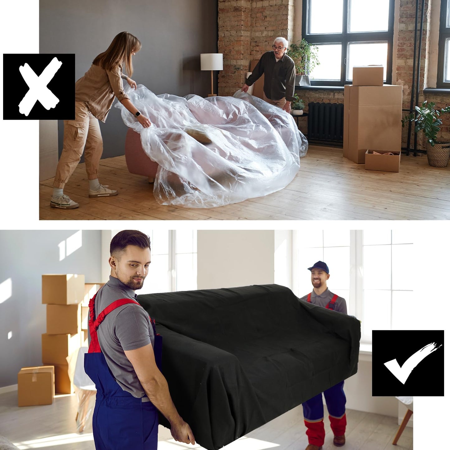 Fanfanwin 12 Pcs 80" x 72" Extra Large Moving Blankets Heavy Duty Packing Blankets Textile Shipping Furniture Pads Furniture Covers Essentials for Protecting Wrapping Moving Supplies, Black