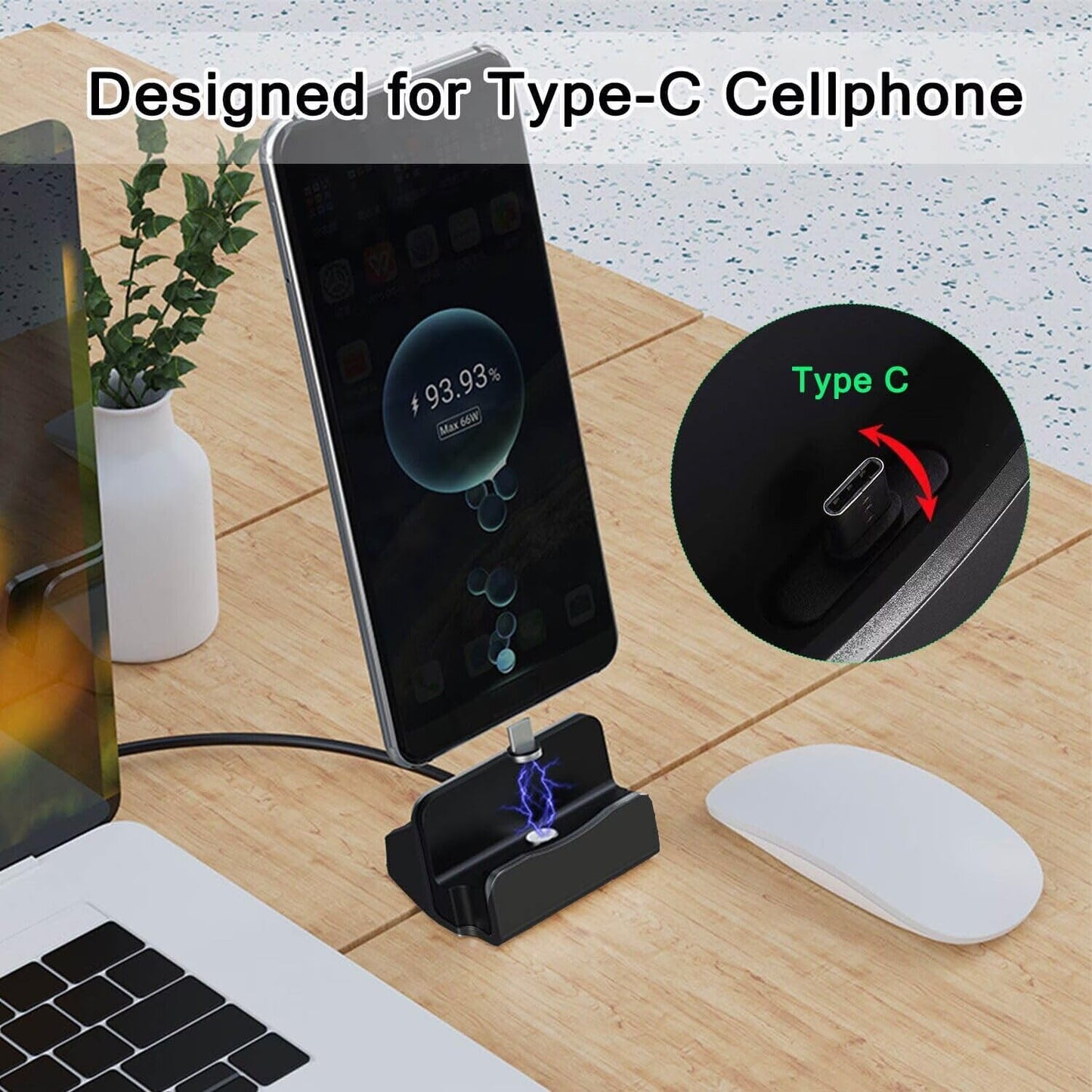 AKWOR 15/16, USB C Phone Dock Station for iPhone Galaxy, Google Pixel, LG, HTC & More, Phone Charging Stand Cradle