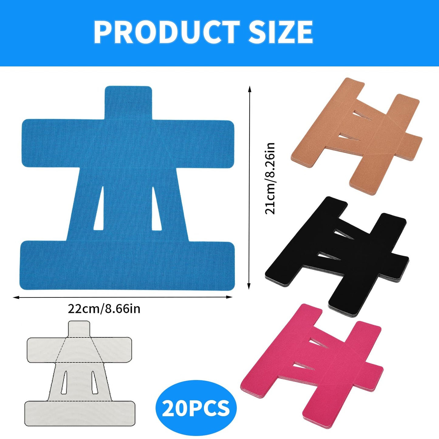 20PCS Kinesiology Tape for Shoulder, Shoulder Tape for Pain Relief Precut,Waterproof Breathable Shoulder Support & Stability Elastic, Latex-Free, Non-irritating to The Skin,Athletic Tape Four Colors