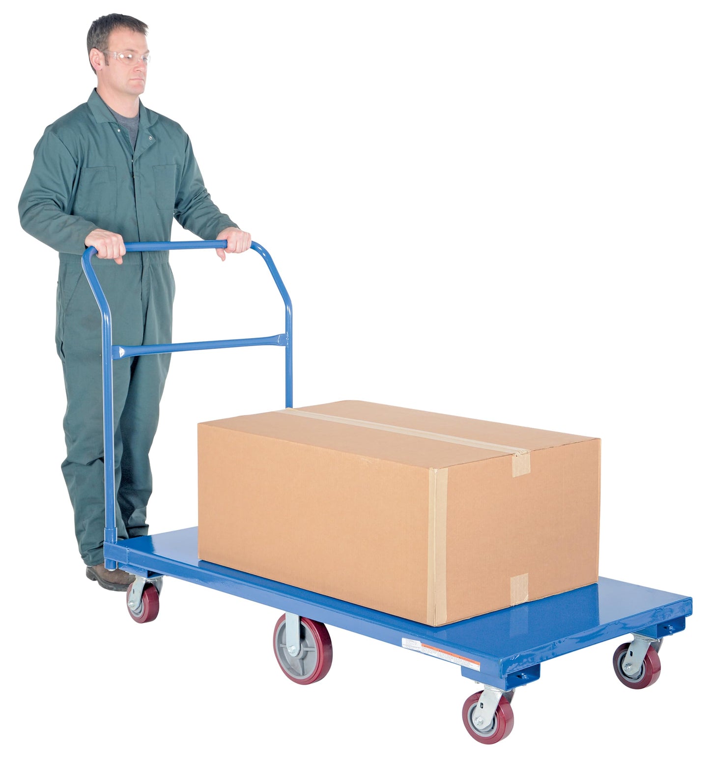 Vestil FLAT-C Steel Flat Bed Cart 30 In. x 60 In. 2,000 Lb. Capacity Blue
